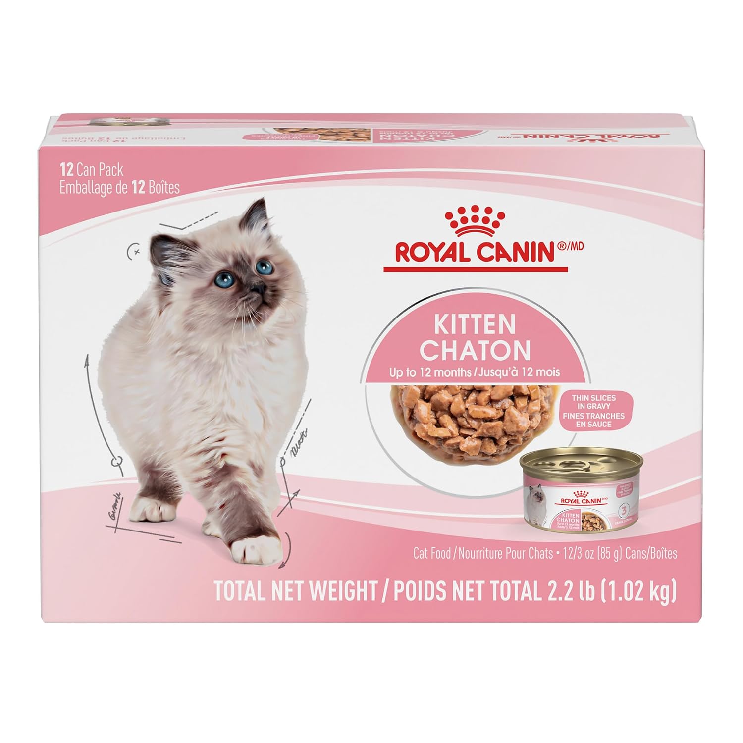 Royal Canin Feline Health Nutrition Kitten Thin Slices in Gravy Canned Cat Food, 3 oz can (12-Count) Royal Canin Feline Health Nutrition Kitten Thin Slices in Gravy Canned Cat Food, 3 oz can (12-Count)