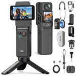 SJCAM C400 Vlogging Combo, 4K Pocket Handheld Camera, 7H Power, 6-Axis Stabilization Action Camera, 2.29''Touch Screen, Waterproof Body Cam for Travel Blog and YouTube Live...