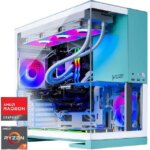 Skytech Aqua Gaming PC Desktop, Ryzen 7 9700X 3.8 GHz (5.5GHz Turbo), AMD RX 9070 XT 16GB, 2TB Gen4 NVMe SSD, 32GB DDR5 6000 RGB, 850W GOLD ATX 3 PSU,