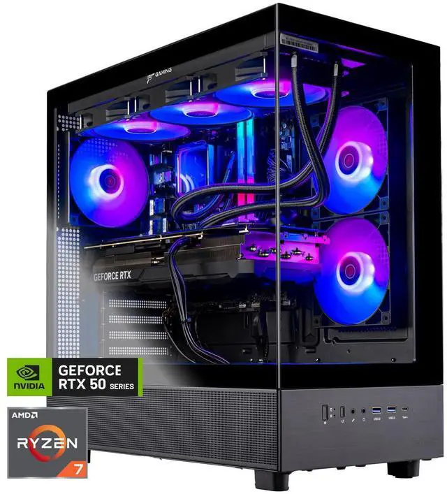 Skytech Azure Gaming PC Desktop, Ryzen 7 9800X3D 4.7 GHz (5.2 GHz Turbo), NVIDIA RTX 5070 12GB, 2TB Gen4 NVMe SSD, 32GB DDR5 RAM 6000 RGB, 850W GOLD