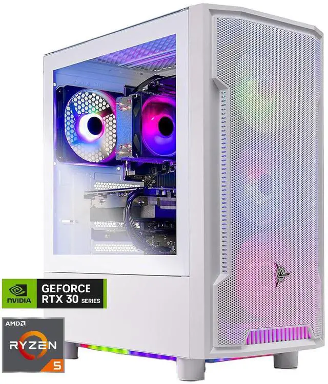 Skytech Gaming Archangel Gaming PC, AMD Ryzen 5 5500 3.6GHz, NVIDIA RTX 3050 6GB VRAM, 500GB NVMe SSD, 16GB DDR4 RAM 3200, 650W GOLD PSU, Wi-Fi, Win