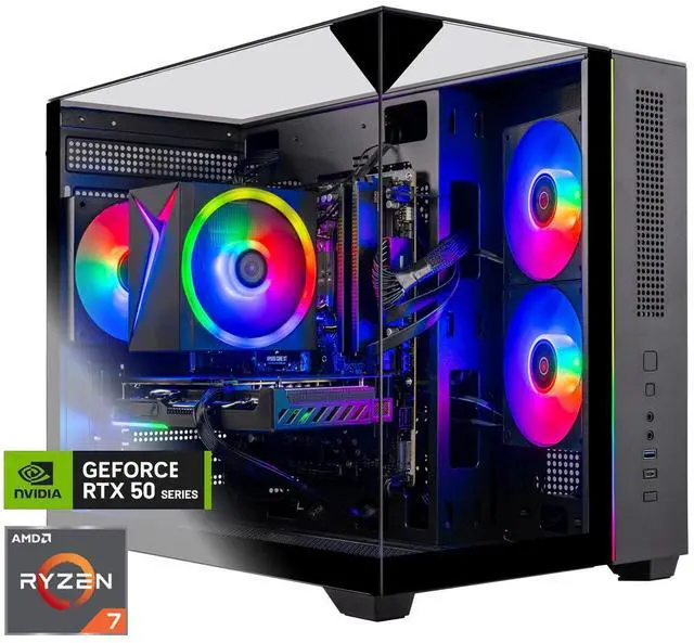 Skytech Gaming Crystal Desktop PC, Ryzen 7 7700 3.8 GHz (5.3GHz Turbo), NVIDIA RTX 5060 Ti 16GB, 1TB NVMe SSD, 32GB DDR5 RAM 6000, 650W GOLD PSU,