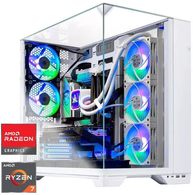 Skytech Gaming O11 Vision Gaming PC, AMD Ryzen 7 7700X 4.5GHz, AMD RX 9070XT 16GB VRAM, 1TB NVMe SSD, 16GB DDR5 RAM 6000 Non-RGB, 850W GOLD ATX 3 PSU,