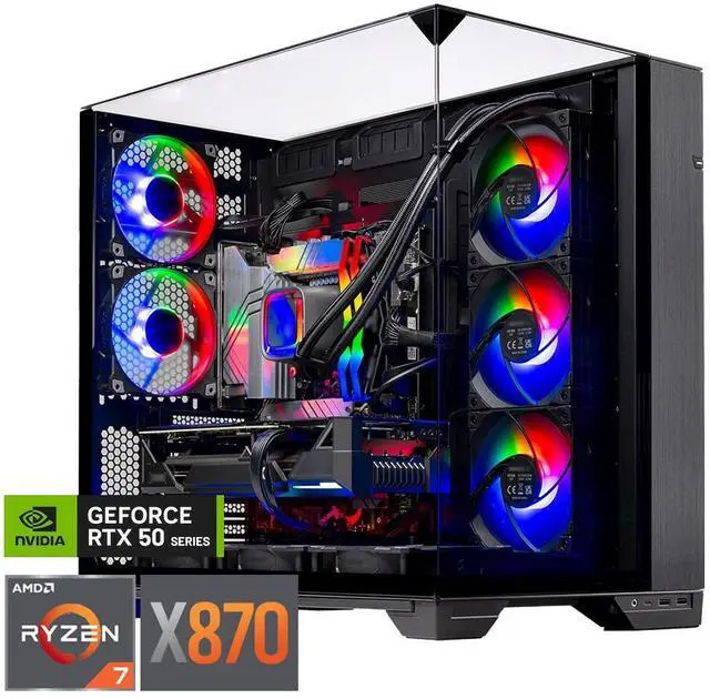 Skytech Gaming O11 Vision Gaming PC, AMD Ryzen 7 9850X3D 4.7GHz, NVIDIA RTX 5080 16GB VRAM, X870 Board, 2TB Gen4 NVMe SSD, 32GB DDR5 RAM 6000, 1000W
