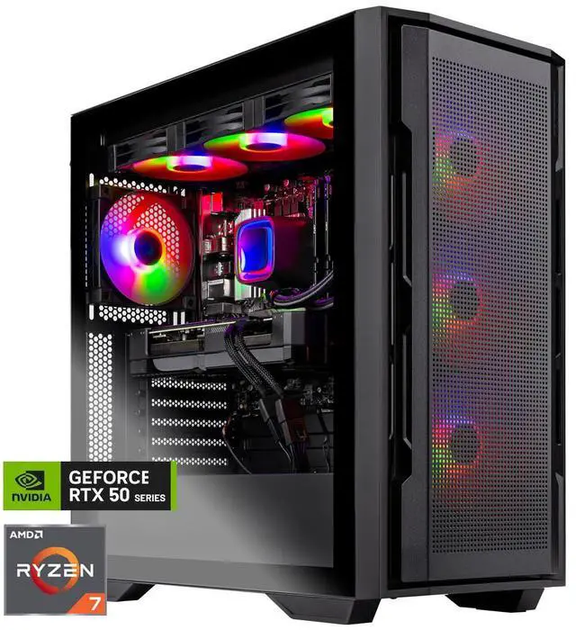 Skytech Gaming Rampage Desktop PC, Ryzen 7 7800X3D 4.2 GHz (5GHz), NVIDIA RTX 5070 12GB, 2TB Gen4 NVMe SSD, 32GB DDR5 RAM 6000 RGB, 850W GOLD ATX 3