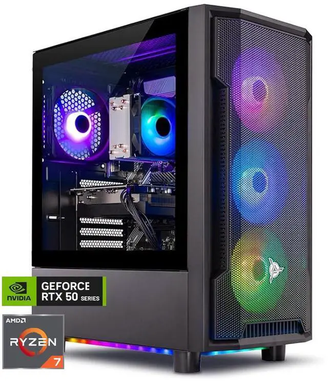 Skytech Gaming Shadow Gaming PC, AMD Ryzen 7 7700X 4.5GHz, NVIDIA RTX 5060, 1TB Gen4 NVMe SSD, 32GB DDR5 RAM 6000, 650W GOLD PSU, Wi-Fi, Win 11,