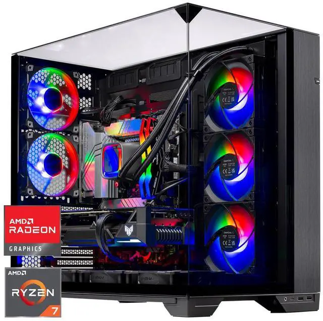 Skytech O11 Vision Gaming PC Desktop, Ryzen 7 7800X3D 4.2 GHz (5GHz Turbo), AMD RX 9070 XT 16GB, 1TB Gen4 NVMe SSD, 32GB DDR5 RAM 6000 RGB, 850W GOLD