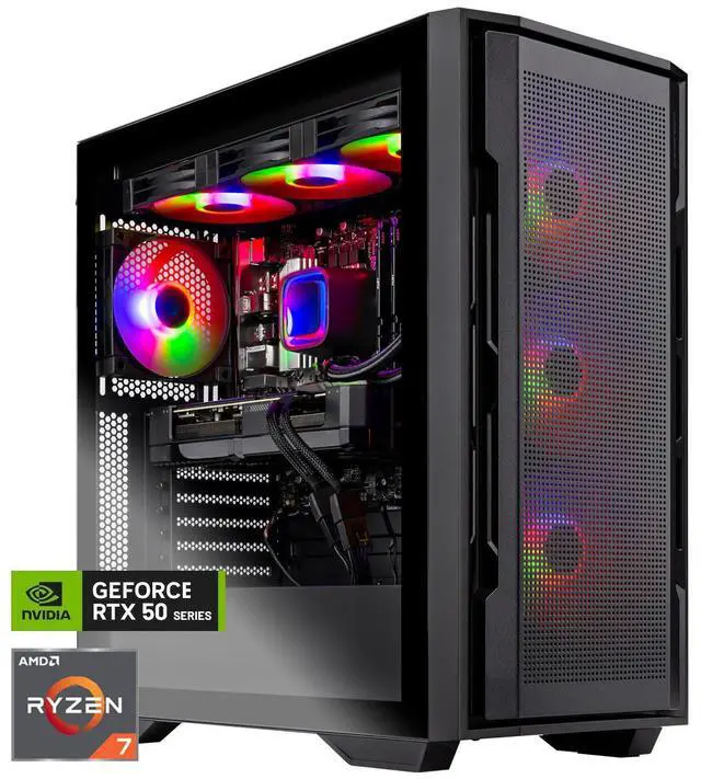Skytech Rampage Gaming PC Desktop, Ryzen 7 9700X 3.8 GHz (5.5GHz Turbo), NVIDIA RTX 5060 8GB, 1TB NVMe SSD, 32GB DDR5 RAM 6000 RGB, 850W GOLD ATX 3