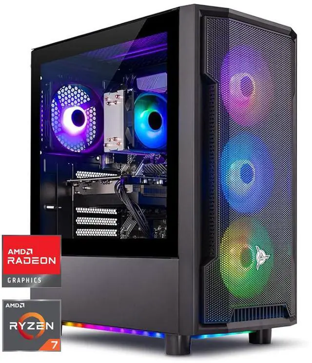 Skytech Shadow Gaming PC Desktop, Ryzen 7 7700 3.8 GHz (5.3GHz Turbo), AMD RX 9070 XT 16GB, 1TB NVMe SSD, 32GB DDR5 RAM 6000 RGB, 850W GOLD PSU,