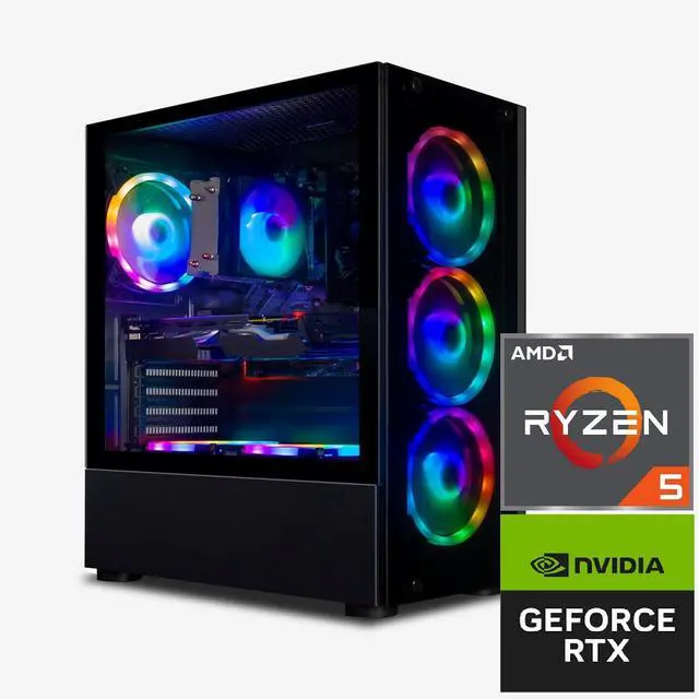 STGAubron Gaming Desktop PC, AMD Ryzen 5 PRO 2600 up to 3.9G, 16G DDR4, 512G SSD, GeForce RTX 2060 6G GDDR6, 600M WiFi, BT 5.0, RGB Fan x 6, RGB