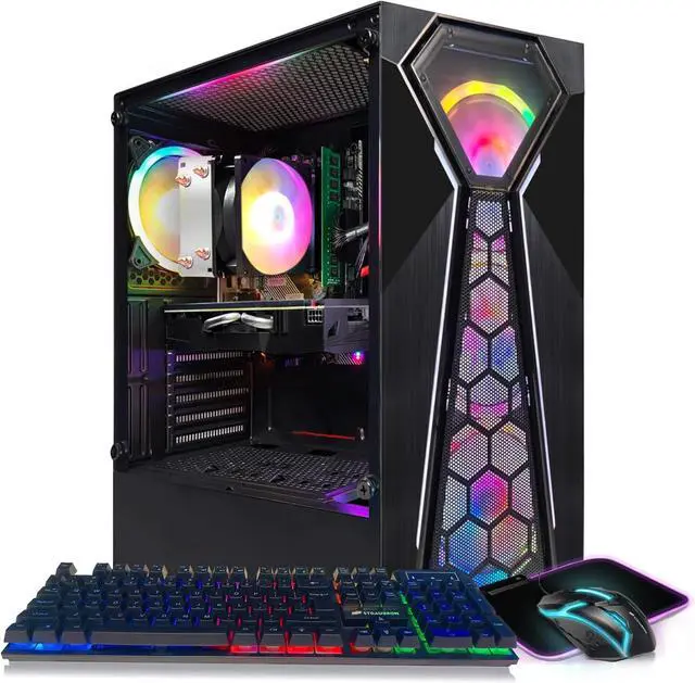 STGAubron Gaming Desktop PC, Radeon RX 580 8G GDDR5, AMD Athlon 3000G 3.5G,16G RAM, 512G SSD, 600M WiFi, BT 5.0, RGB Fan x 4, RGB Keyboard & Mouse &