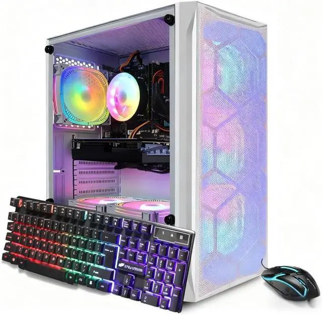 STGAubron Gaming Diamond Desktop, Intel Core i7 3.4 GHz up to 3.9 GHz, 16G RAM, 512G SSD, WiFi 6, BT 5.0, GTX 1660 Ti 6G GDDR6 Graphics, RGB Fan x 6,