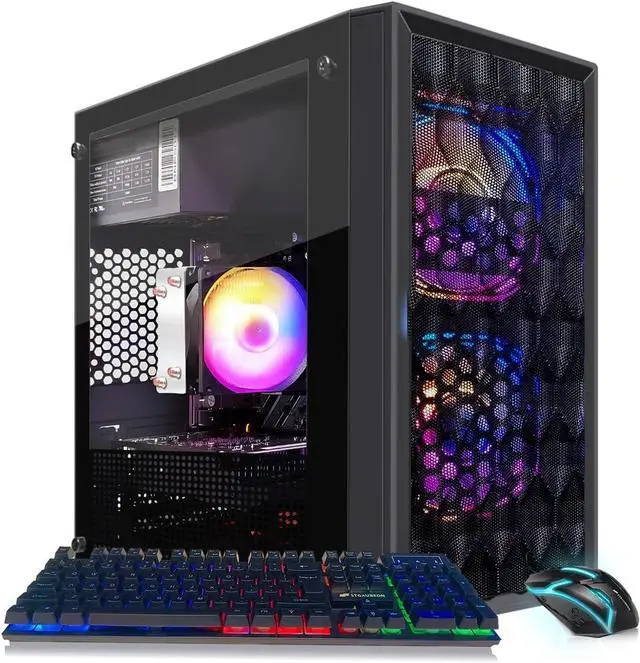 STGAubron Gaming PC Computer Desktop, AMD Ryzen 5 5500 up to 4.2GHz, GeForce RTX 3050 6G, 16GB DDR4 RAM, 512GB SSD, WiFi 6 5G Supported & BT 5.2, RGB
