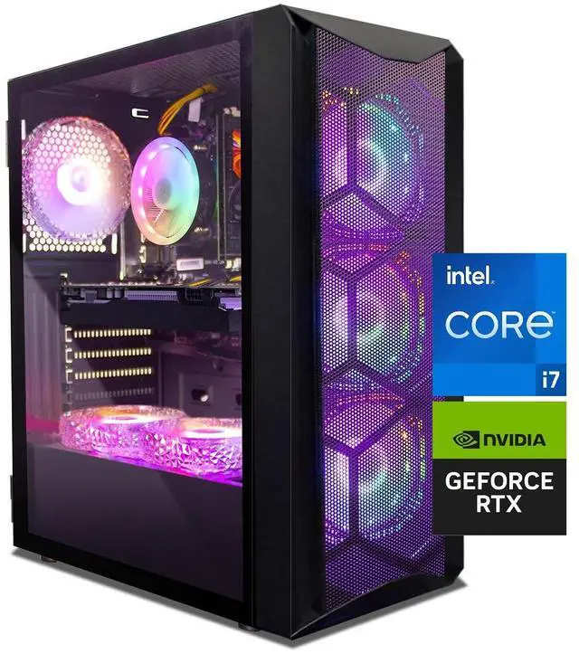 STGAubron Gaming PC Computer Desktop, Intel Core i7 8th up to 4.1G, GeForce RTX 3050 6G, 16G DDR4, 512G SSD, WiFi 6, BT 5.2, RGB Fan x6, Windows 11