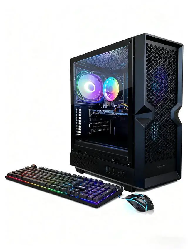 STGAubron Gaming PC Desktop Computer, Intel Core i5 up to 3.6Ghz, Radeon RX 590 8G Graphics, 16GB RAM, 1TB SSD, USB WiFi 6 & BT 5.0, RGB Fan x3,