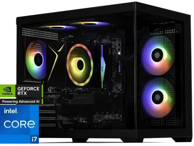 STORMCRAFT Gaming PC Intel SIRIUS Core i7-14700F NVIDIA GeForce RTX 5060- AI Powered 32GB (16Gx2) DDR5 RGB 6000MHz 2TB NVMe SSD 650W PSU Windows 11