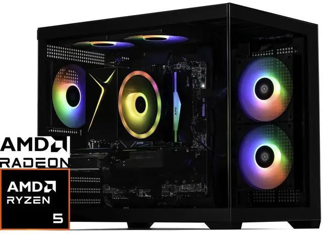 STORMCRAFT Gaming PC SIRIUS AMD Ryzen 5 8400F AMD Radeon RX 9060 XT 8GB - AI Powered 32GB (16Gx2) DDR5 RGB 6000MHz 1TB NVMe SSD 650W PSU Windows 11