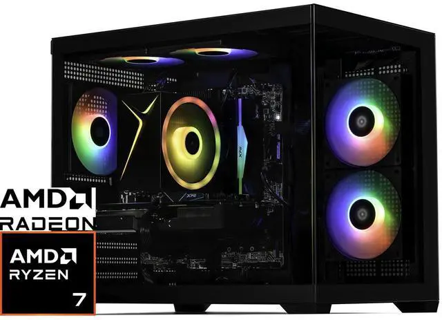 STORMCRAFT Gaming PC SIRIUS AMD Ryzen 7 7700 AMD Radeon RX 9060 XT 16GB - AI Powered 32GB (16Gx2) DDR5 RGB 6000MHz 2TB NVMe SSD 650W PSU Windows 11