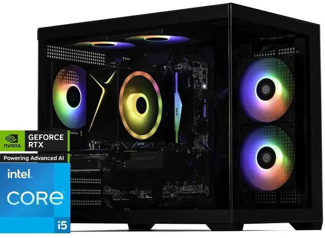 STORMCRAFT Gaming PC SIRIUS Intel Core i5-14400F NVIDIA GeForce RTX 5060 – AI Powered 32GB 3200MHz RGB 1TB NVMe SSD 650W PSU Windows 11 Home -