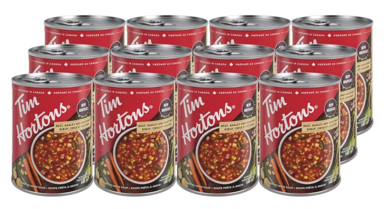 Tim Hortons Beef, Barley & Vegetable Soup, Ready to Serve, 12 Cans x 540mL