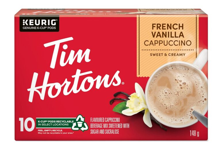 Tim Hortons French Vanilla Cappuccino, Single Serve Keurig K-Cup Pods, 10 Count