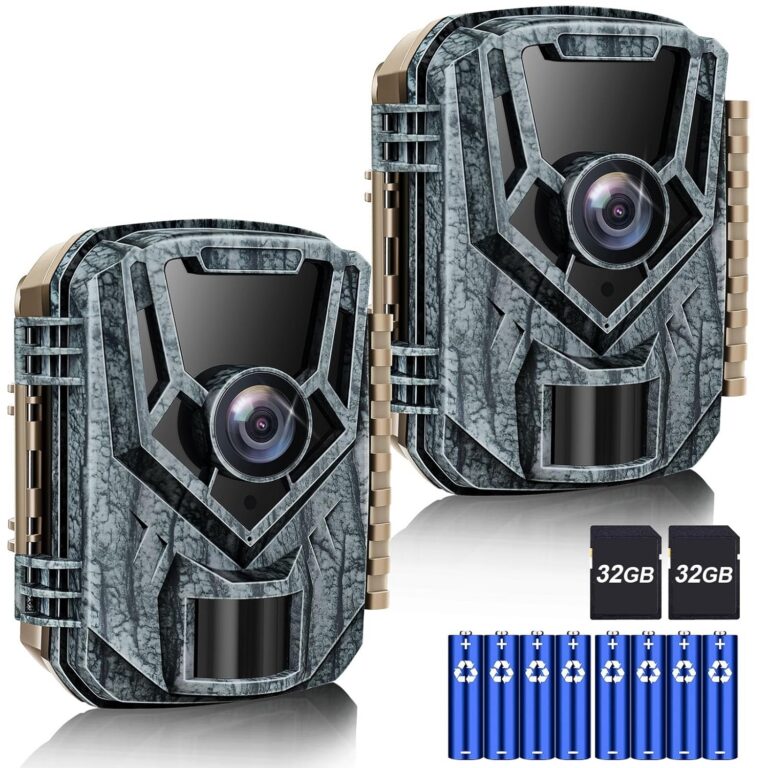 Trail Camera 2 Pack 36 MP 2.7K Game Camera 32GB Memory Card 8 Batteries with 0.2s Trigger Time 120°Wide-Angle Motion Night Vision 2.0" LCD Screen IP66 Waterproof, Wildlife...