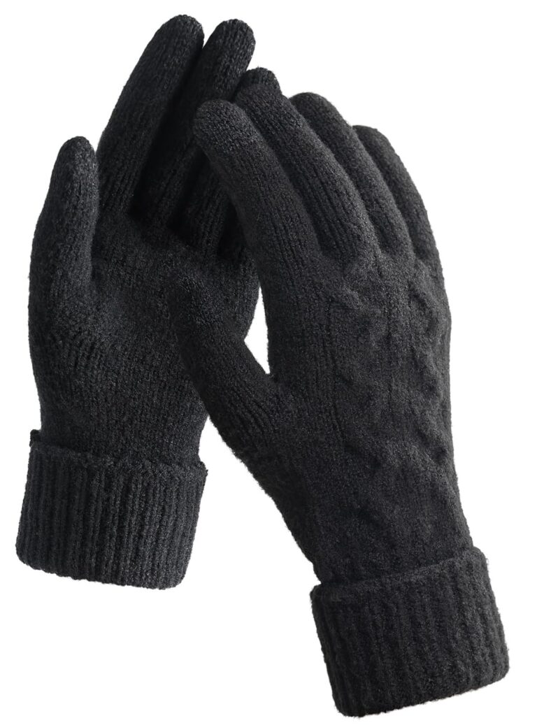 TRENDOUX Alpaca-wool Winter Gloves Women: Warm Folding Cuffs Touchscreen Soft Jacquard Thin Knit Glove Gift