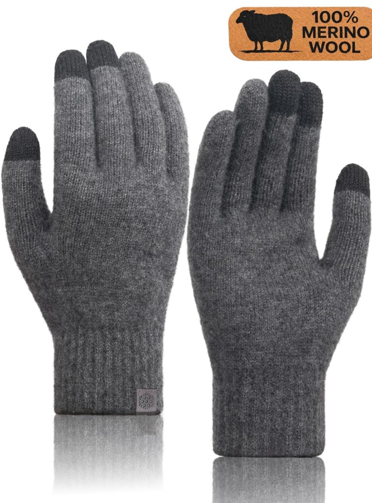 TRENDOUX Winter 100% Merino Wool Warm Gloves [X-Large], for Men Women Touch Screen Fleece Gloves Knit Thin for Texting Typing
