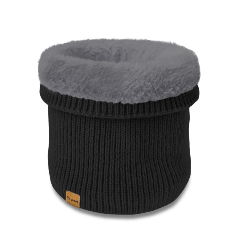 Unisex Kids Fleece-Lined Ribbed Thermal Knit Neck Warmer Gaiter | Dual Layer Winter Scarf Face Cover for Skiing Hiking