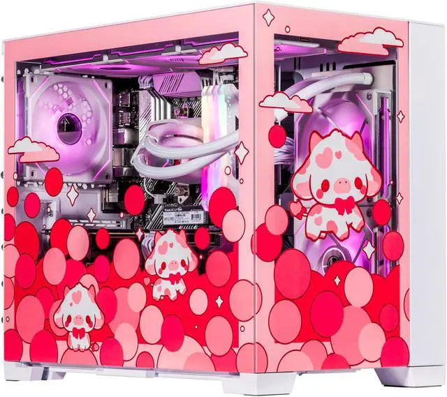 Velztorm Bubble Cow Pink Limited Edition Gaming PC (AMD Ryzen 7 5700X 8-Core, 16GB DDR4, 512GB PCIe SSD + 1TB HDD, GeForce RTX 3070, WiFi 5, BT 5,