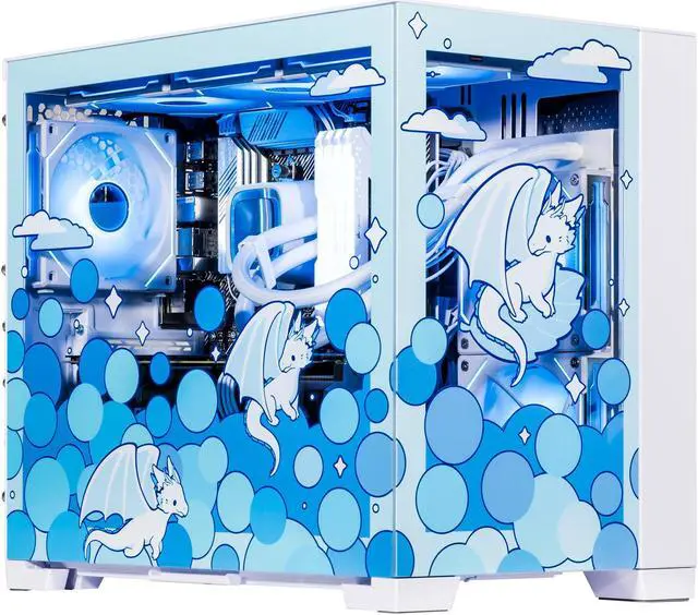 Velztorm Frosty Dragon Blue Limited Edition Gaming PC (AMD Ryzen 7 5700X 8-Core, 64GB DDR4, 2TB PCIe SSD + 3TB HDD, GeForce RTX 3070, WiFi 5, BT 5,