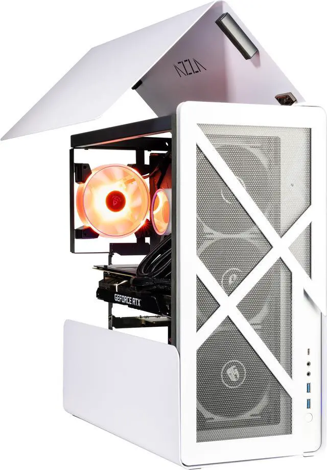 Velztorm White Addux Open-Air Design Custom Gaming Desktop Liquid-Cooled (AMD Ryzen 9-5900X 12-Core, RTX 3070 8GB, 16GB DDR4, 1TB m.2 SSD, 360mm AIO,