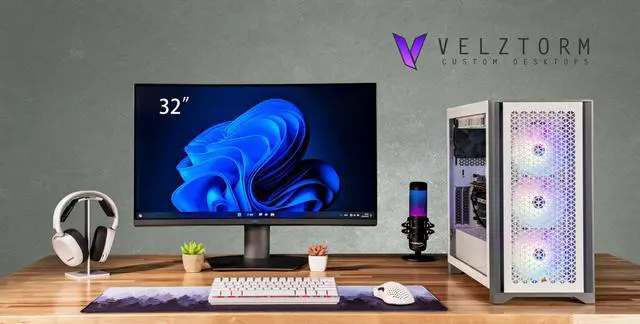 Velztorm White Armix Custom Built Gaming Desktop PC (AMD Ryzen 9 7900X, GeForce RTX 5070, 16GB DDR5, 1TB PCIe SSD + 2TB HDD, RGB Fans, 240mm AIO,