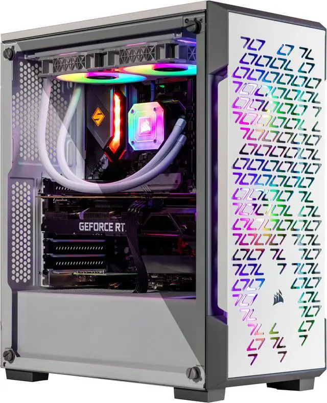 Velztorm White Ferrux CTO Gaming Desktop Liquid-Cooled (AMD Ryzen 9-5900X 12-Core, GeForce GTX 1050 Ti 4GB, 16GB DDR4, 1TB PCIe SSD, RGB Fans, 750W