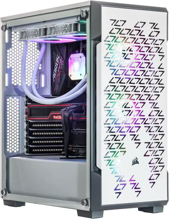 Velztorm White Ferrux II Custom Built Gaming Desktop PC (Intel i9-12900K, Radeon RX 9070 XT, 32GB DDR4, 2TB PCIe SSD, RGB Fans, 240mm AIO, 750W PSU,