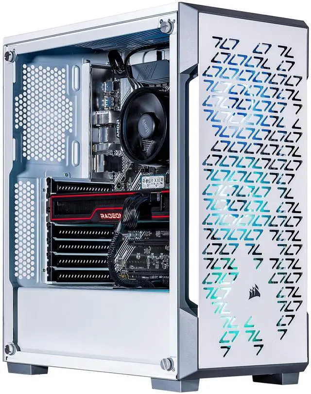 Velztorm White Fultix Custom Built Gaming Desktop PC (AMD Ryzen 5-5500, AMD Radeon RX 9060 XT, 32GB DDR4, 2TB PCIe SSD, RGB Fans, 750W PSU, WiFi 5,