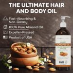 Viva Naturals Sweet Almond Oil – Almond Oil for Skin & Hair, Hydrating Body Oil and Body Oil After Shower, Lightweight & Nourishing Formula, Ideal for All Skin Types, 16 fl oz