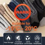 VoJoPi Mens Thermal Socks, 5 Pairs Warm Wool Winter Cozy Cushioned Thick Boot Socks For Hiking Walking Work Casual, Size 7-12