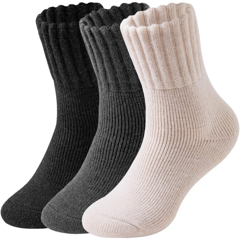 VoJoPi Thermal Boot Socks for Women, 3 Pairs Thick Warm Winter Cozy Crew Soft Knit Crew Socks for Cold Weather Booties