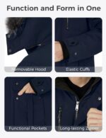 Wantdo Men's Big and Tall Winter Coat Warm Long Puffer Jacket Thickened Snow Parka Outerwear with Removable Fur Hood