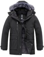 Wantdo Men's Big and Tall Winter Coat Warm Long Puffer Jacket Thickened Snow Parka Outerwear with Removable Fur Hood