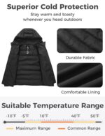 Wantdo Men's Winter Jacket Waterproof Winter Coat Thick Puffer Jacket with Hood