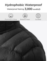 Wantdo Men's Winter Jacket Waterproof Winter Coat Thick Puffer Jacket with Hood
