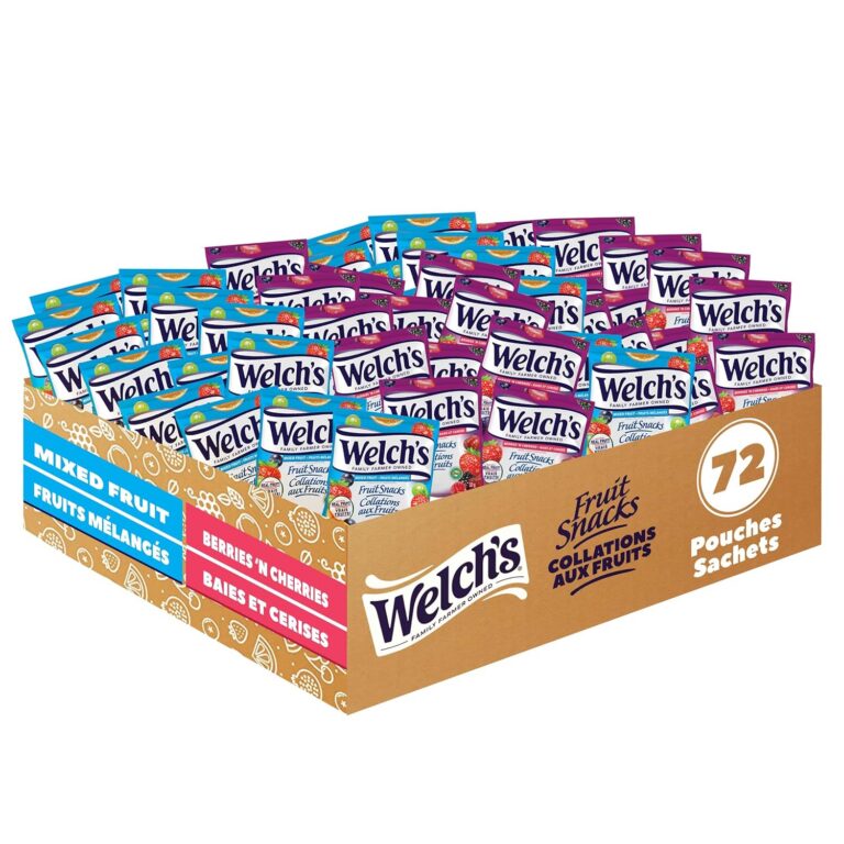 Welch's Fruit Snacks, Mixed Fruit & Berries 'N Cherries, Bulk Pack, Gluten Free, Individual Single Serve Bags, 22g (Pack of 72)