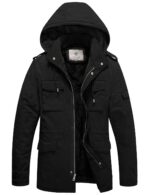 WenVen Men's Winter Coat Military Style Sherpa Jacket with Removable Hood