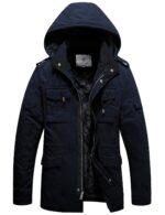 WenVen Men's Winter Coat Military Style Sherpa Jacket with Removable Hood