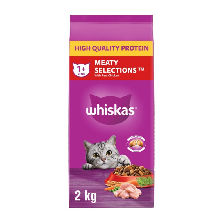 WHISKAS Meaty Selections Adult Dry Cat Food With Real Chicken, 2kg bag