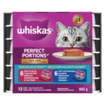 WHISKAS Perfect Portions Seafood Selections Adult Wet Cat Food Paté, 12x75g Tray