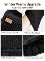 Winter Fingerless Gloves for Women Men, Warm Alpaca Wool Stretch Knit Cold Weather Adult Half Finger Glove for Driving