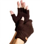 Winter Fingerless Gloves for Women Men, Warm Alpaca Wool Stretch Knit Cold Weather Adult Half Finger Glove for Driving